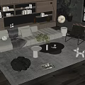Sofa Coffee Table Combination Sofa Coffee Table Multi-person Sofa Living Room 3d model