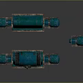 Teal Colored Industrial Equipment Three Units Featuring Bases and Motors