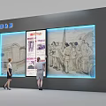 Large Computer Display Screen Showcasing Historical Scenes With Interactive Panels 3d model