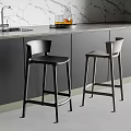 Modern Black Bar Stools With Metal Legs For Kitchen Bar Counter Area