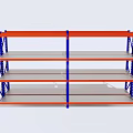 Sturdy Multi Layer Display Shelf Rack Featuring Blue And Orange Metal Frames 3d model