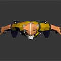 Stylized Anthropomorphic Fox Character with Yellow Blue Jacket Gray Pants Yellow Blue Boots