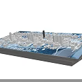City Sand Table Model Showcasing Detailed Urban Architectural Models on Display Platform