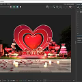 Romantic Outdoor Photo Spot With Giant Pink Heart And LOVE Letters Decorations