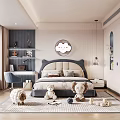 Cozy Sunlit Kids Bedroom With Upholstered Bed Stuffed Toys Bookshelf And Playful Rug