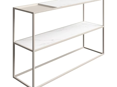 Modern Stylish Three Tier Storage Shelf With Metal Frame And Marble Shelves 3d model