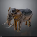 Detailed Realistic Elephant With Large White Tusks And Wrinkled Skin