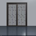 Modern Interior Swing Door With Wooden Frame Geometric Patterned Glass 3d model