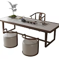 Tea Table and Chair Combination Tea Table Tea Set 3d model