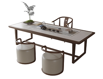 Tea Table and Chair Combination Tea Table Tea Set 3d model