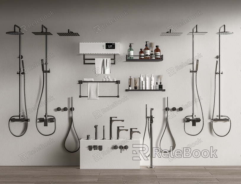 Modern Shower Shower Towel Rack Combination Faucet model