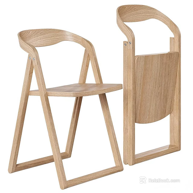Modern Minimalist Oak Dining Chairs With Curved Backrest And Sturdy Frame Structure 3d model 
