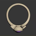 Elegant Stylish Beige Ring with Purple Gemstone and Side Clear Stones