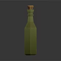 Green Polyhedral Olive Oil Bottle With Orange Cap For Food Seasoning In Kitchen
