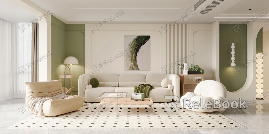 Cream wind living room model