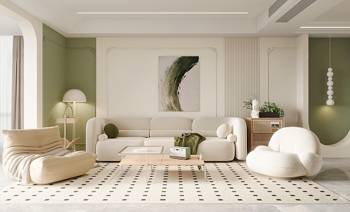 Cream wind living room 3d model