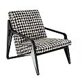 Modern Accent Chair With Houndstooth Pattern And Black Frame Design 3d model