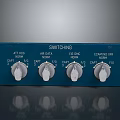 Blue Switching Panel With Control Knobs AC DC Switch CATV IN OUT Labels