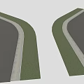 Urban Road Intersection With Green Belts Lane Markings And Asphalt Pavement