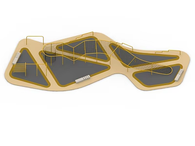 Children's Play Area With Climbing Nets Slides And Multiple Activity Zones 3d model