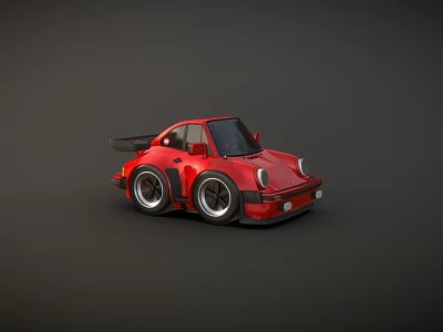 Red Mini Toy Sports Car Model With Racing Design And Black Accents 3d model