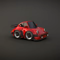 Red Mini Toy Sports Car Model With Racing Design And Black Accents