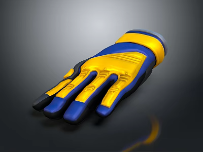 Blue And Yellow Work Gloves With Anti Slip Design For Safety And Comfort 3d model