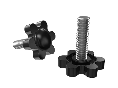 Industrial Hardware Tools Black Star Knob Screws with Easy Grip Design 3d model