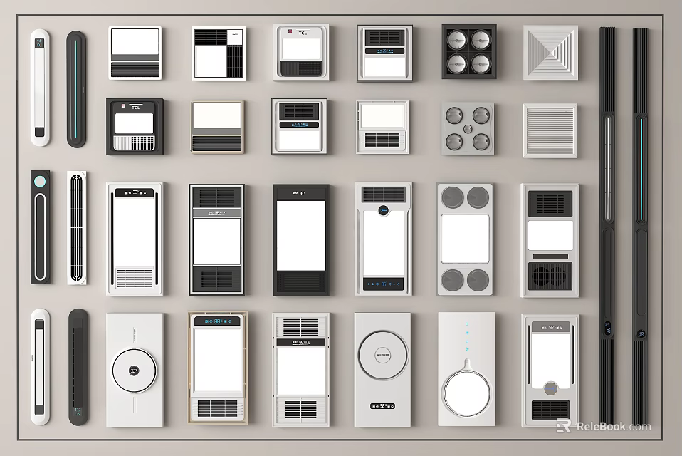 Assorted Modern Bathroom Accessories And Control Panels 3d model 