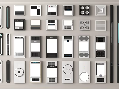Assorted Modern Bathroom Accessories And Control Panels 3d model