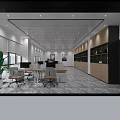 Modern Reception Space Interior With Marble Countertop And Display Shelves Holding Fashion Bags