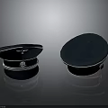 Dark Blue Hats Featuring Badge White Trim on Brim and Brimless Cap Style