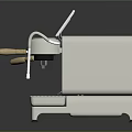Modern Electric Coffee Machine with Digital Display and Wooden Handle in White Design