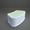White Plastic Step Stool With Green Dotted Holes For Bathroom Use 3d model