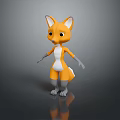 Cute Cartoon Fox Game Movie Character With Orange White Fur Big Ears Standing Pose