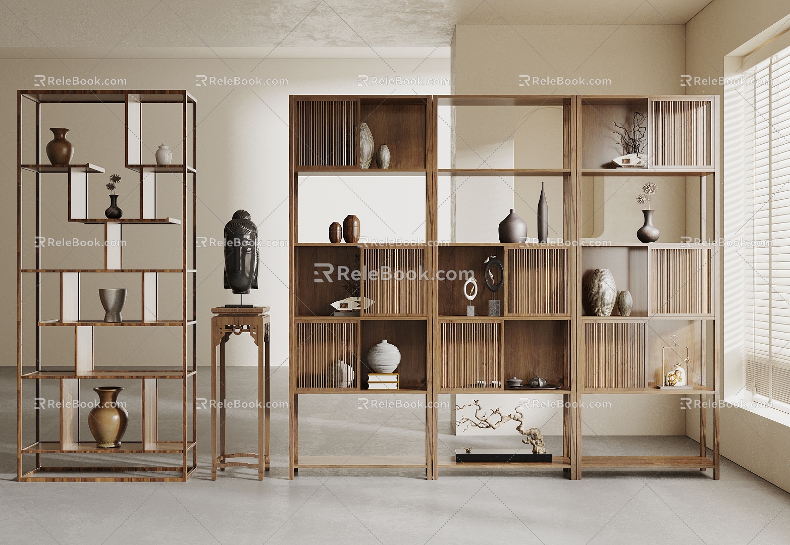 New Chinese Style Antique Rack Antique Rack Storage Rack Decorative Rack Tea Room Rack 3d model