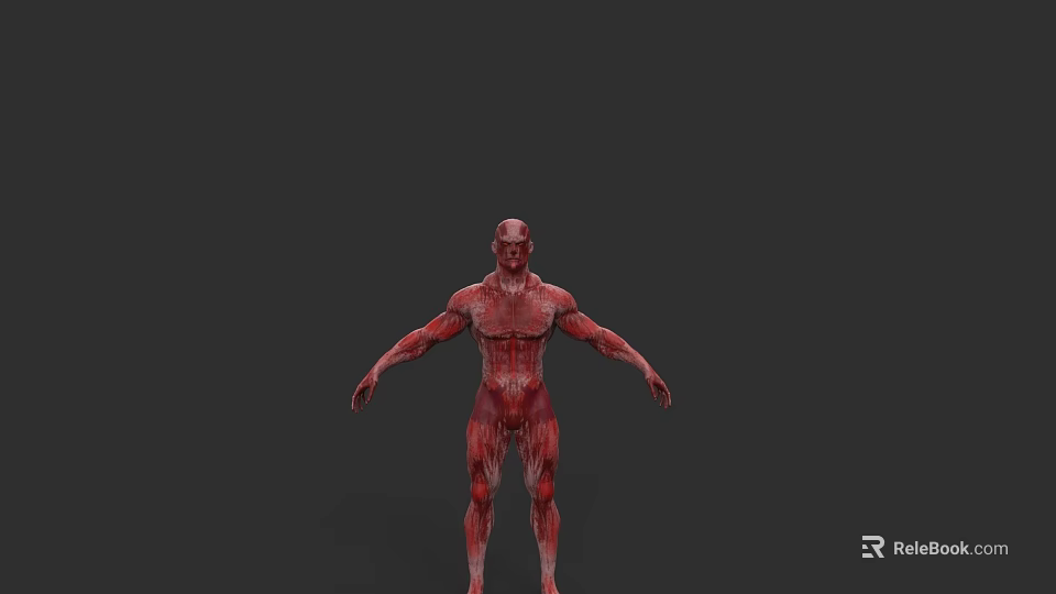 Game And Movie Character With Red Body Detailed Muscular Texture And Humanoid Form 3d model 