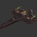 Aerospace 3D Model of Gray Spaceship With Red Details and Multi Wing Design