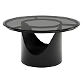 Modern Coffee Table With White Base And Curved Cutout Marble Top 3d model