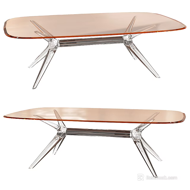 Modern Coffee Table With Glass Top And Metallic Spindle Legs Design 3d model 