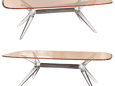 Modern Coffee Table With Glass Top And Metallic Spindle Legs Design 3d model