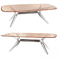 Modern Coffee Table With Glass Top And Metallic Spindle Legs Design