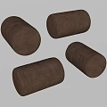 Brown Cylindrical Ottoman Set of Four with Stitched Details and Soft Cushion