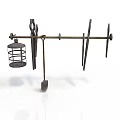 Practical Metal Household Tool Rack With Hanging Lantern Pliers And Shovel