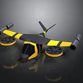 Yellow And Black Space Aerial Vehicle With Propellers And Engines For Exploration