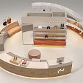 Modern Shopping Mall Shoe Retail Counter With Display Shelves And Elegant Layout