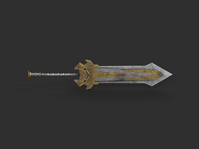 Medieval Decorative Sword With Golden Hilt Intricate Engravings And Metallic Blade 3d model