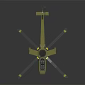 Yellow Military Helicopter Model With Rotor Blades Cockpit And Detailed Design