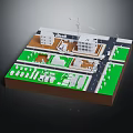 Cartoon City Construction Model With Crane Buildings Green Areas And Roads