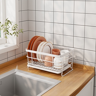 Modern Japanese Dish Rack Kitchen Storage Rack 3d model